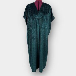 Vanity Fair‎ One Size Teal Velour Caftan Long Kimono Sleeve V Neck Textured Maxi